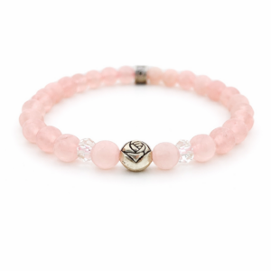Armband 6mm Rozenkwarts met bergkristal